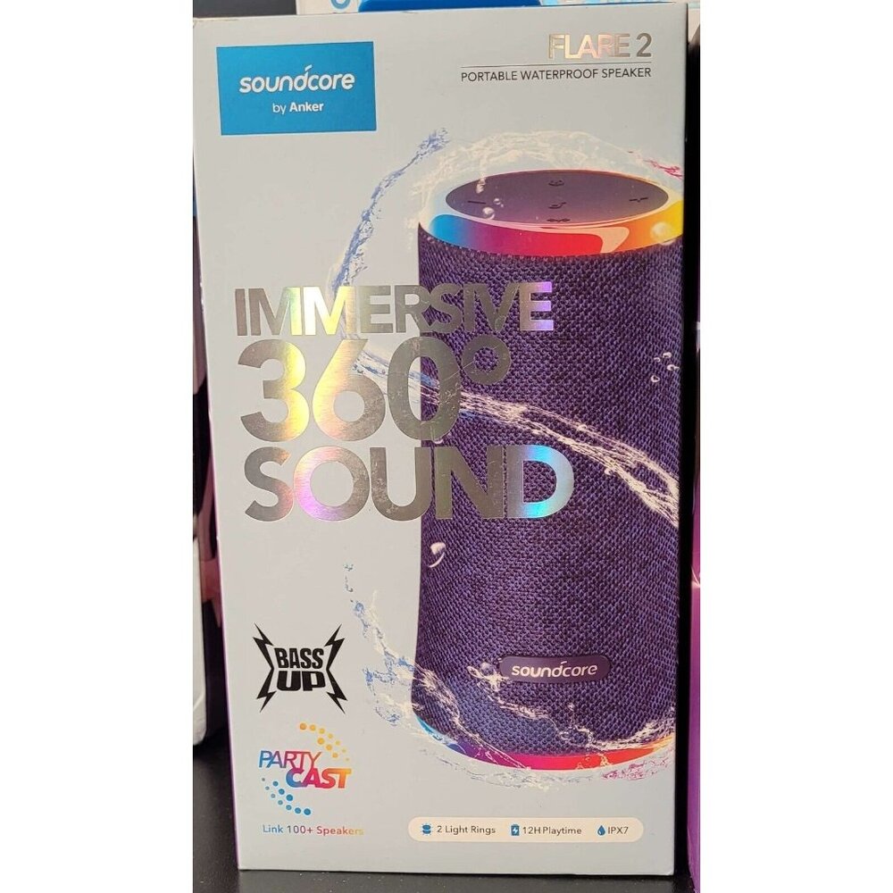 🔥🔥 Anker Soundcore Flare 2 Bluetooth Speaker IPX7 Waterproof 360° Sound